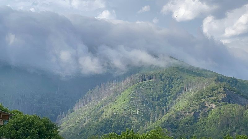 Cloudy mountain view over Borjomi