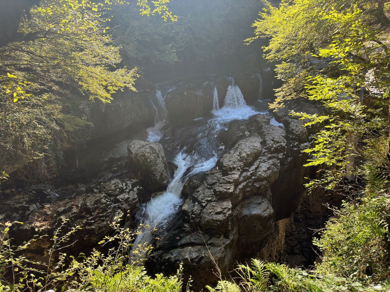 Cascade waterfalls in the forested gorge of Martvili