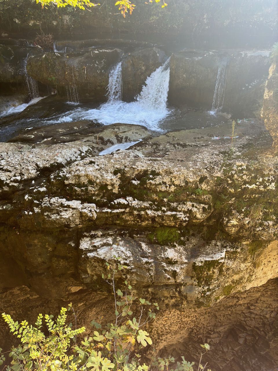 Small forest waterfall cascade